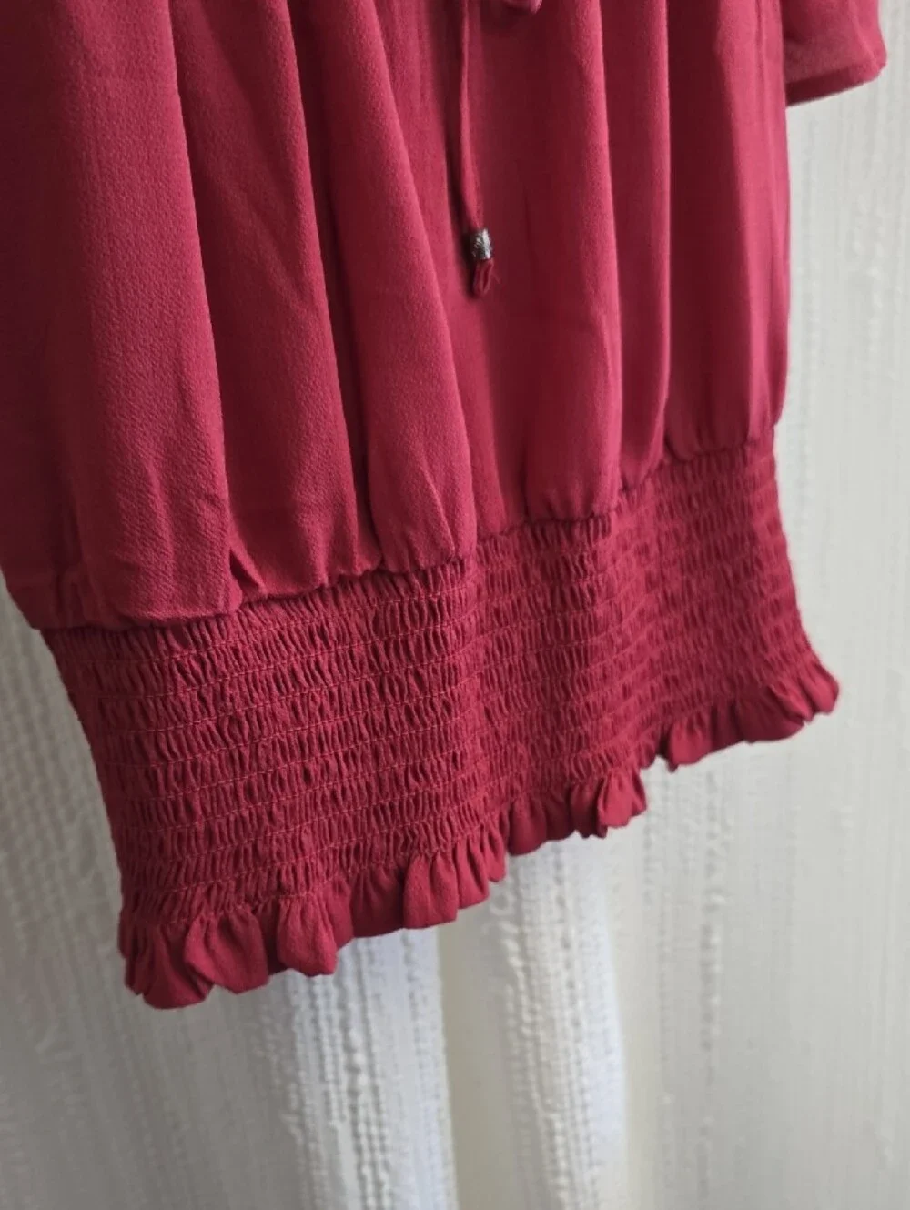 Womens M Pink Rose Raspberry Off-Shoulder Smocked Crop Top